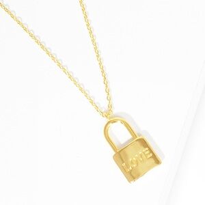 LOVE Gold Dipped Metal Lock Pendant Necklace